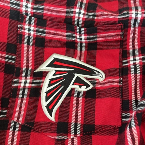 Atlanta Falcons Flannel Shirt Red Black White Plaid Men's 2XL NFL NEW - Picture 3 of 9